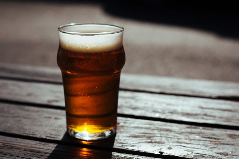 Glass of beer on a table